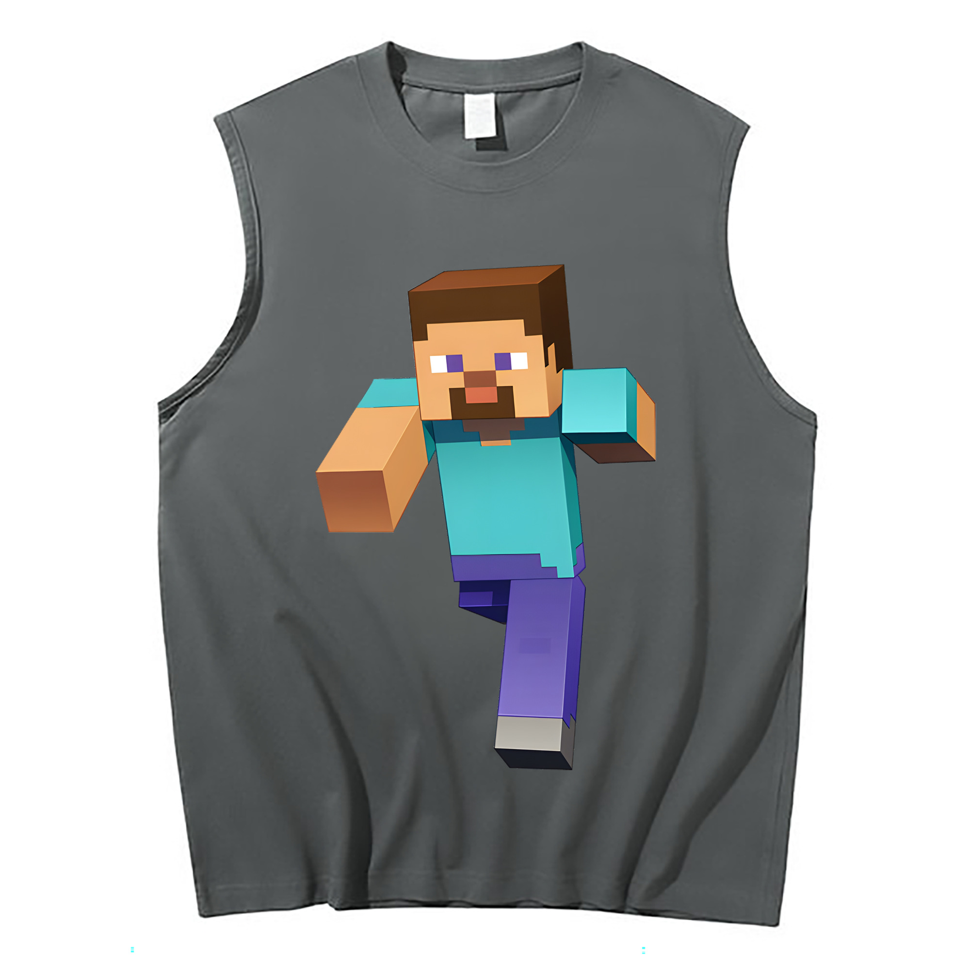 （画像用） マインクラフト ブロックの世界 Minecraft MC Block world コットン100％タンクトップ（フロントプリント）